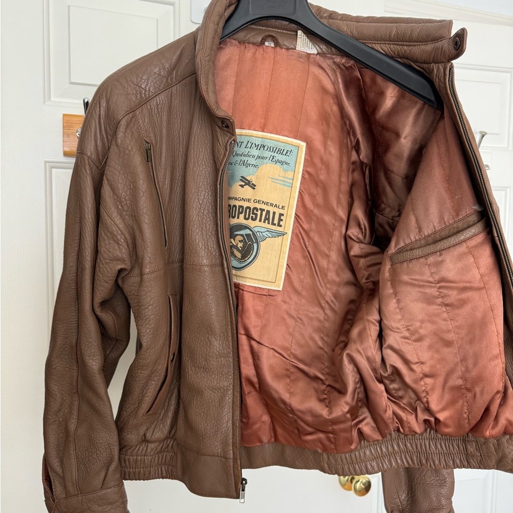 Vintage 80s Aeropostale Men's Brown Bomber Jacket